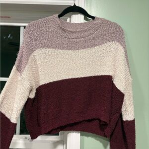 Debut Colorblock Sweater - Cream, Purple, Burgundy